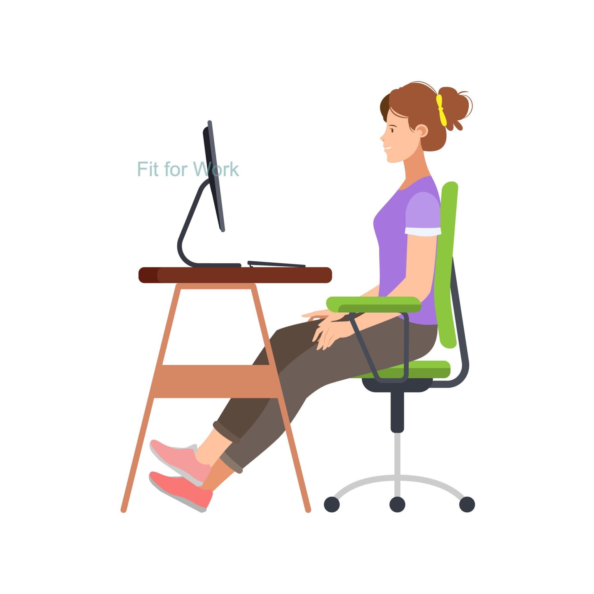 sitting position with legs under the desk