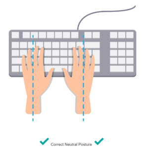 correct typing posture - wrists and elbows should be in line