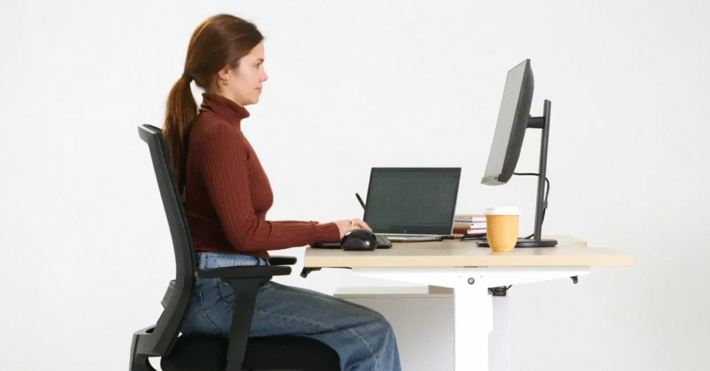 Good posture while sitting at work