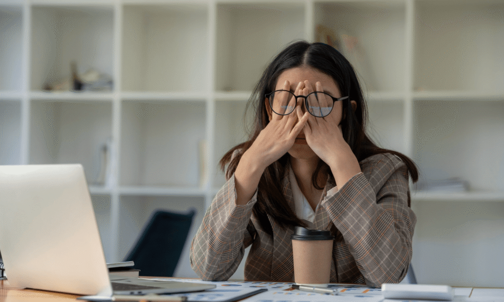 Woman stressed at work