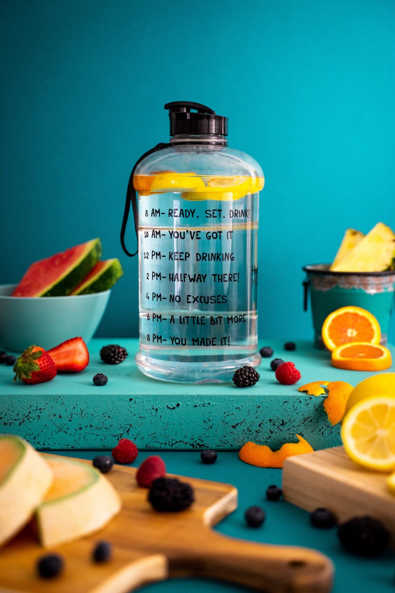 big jug of water infused with fruits