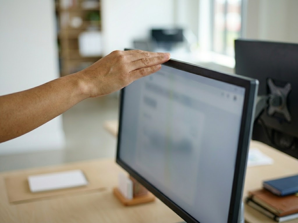 An illustrative view of correcting the monitor height.