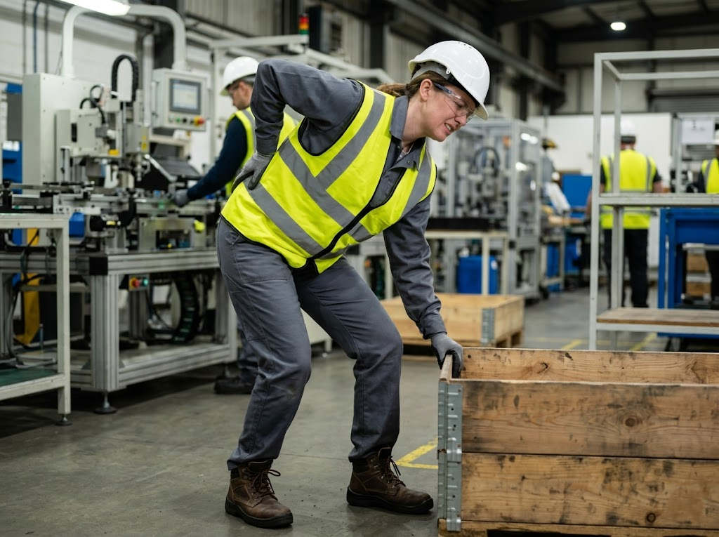 Manually lifting heavy components increases injury risk.