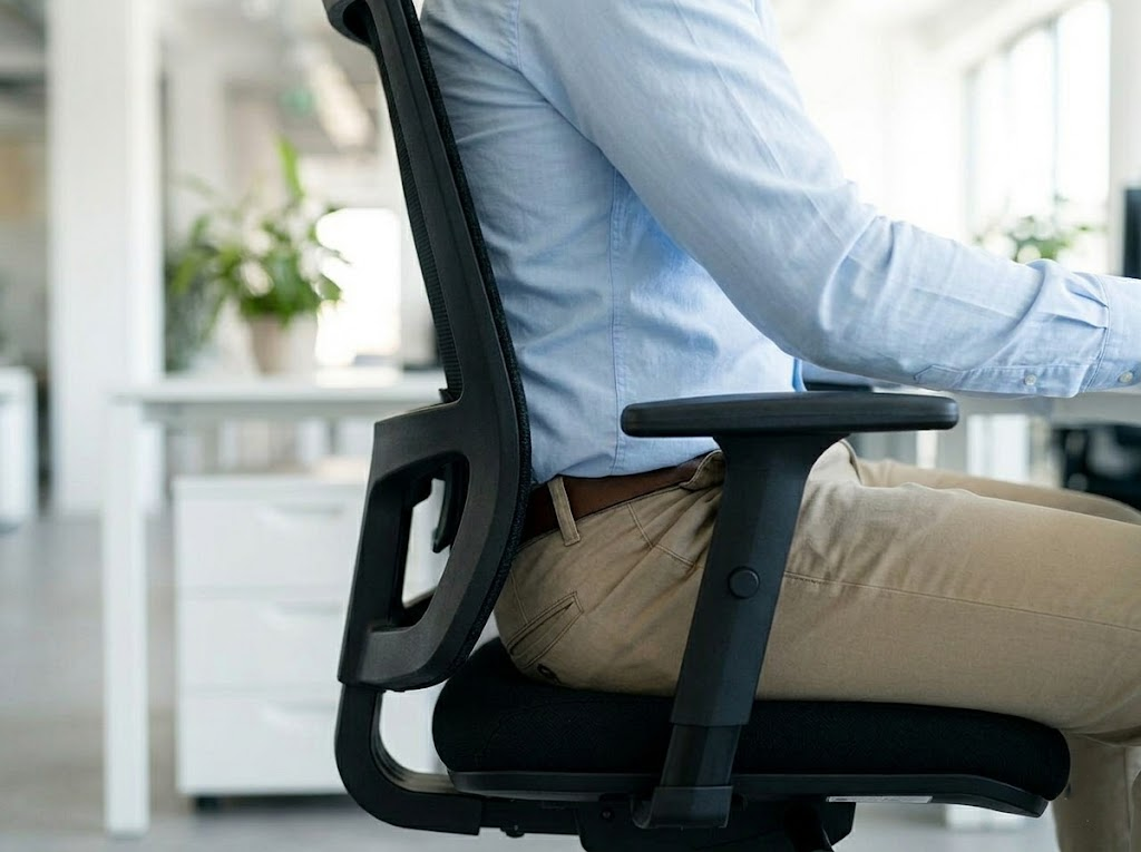 Lower back posture within an office chair. 