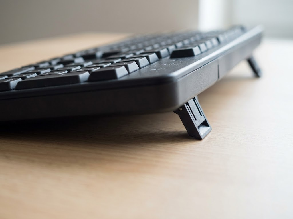 Close-up of a keyboard with its back feet extended. 